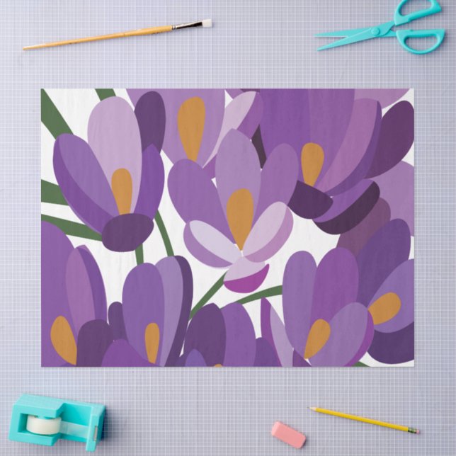 Purple Crocus Floral Tissue Paper (Craft)