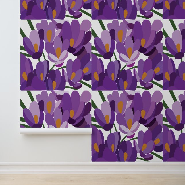 Purple Crocus Floral Wallpaper (Application)