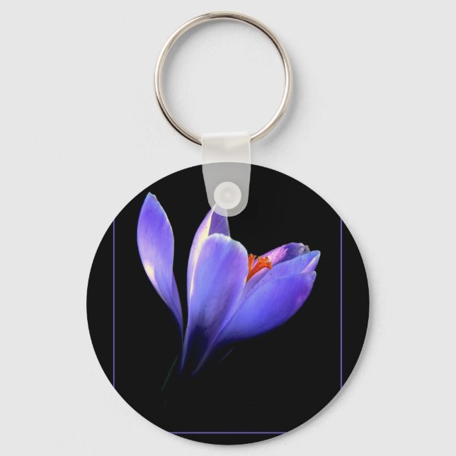 Purple CROCUS flower Key Ring (Front)