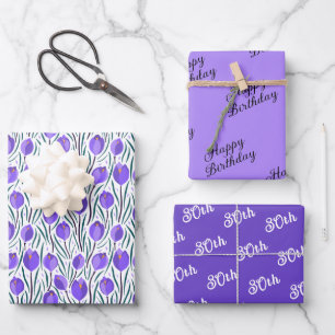 Purple Crocus Flowers Coordinated Wrapping Paper Sheet