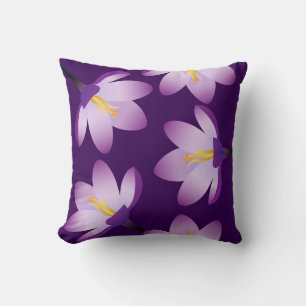 Purple Crocus Flowers Cushion
