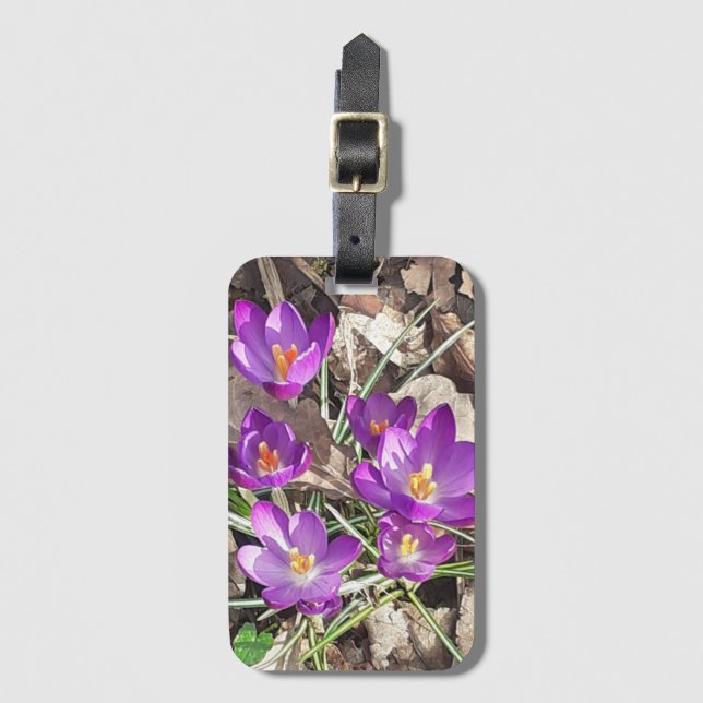 Purple Crocus Luggage Tag (Front Vertical)