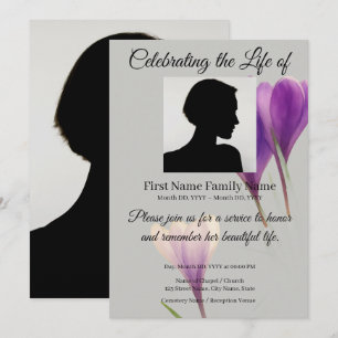 Purple crocus memorial invitation