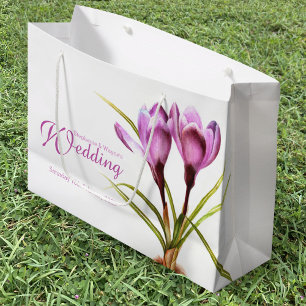 Purple crocus watercolor art wedding gift bag