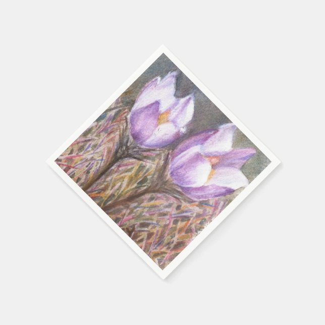 PURPLE CROCUSES PAPER NAPKINS (Corner)