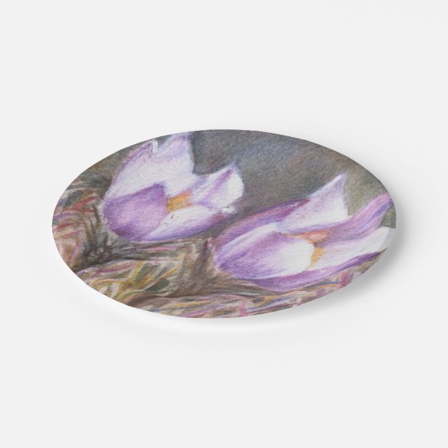 PURPLE CROCUSES PAPER PLATE (Angled)