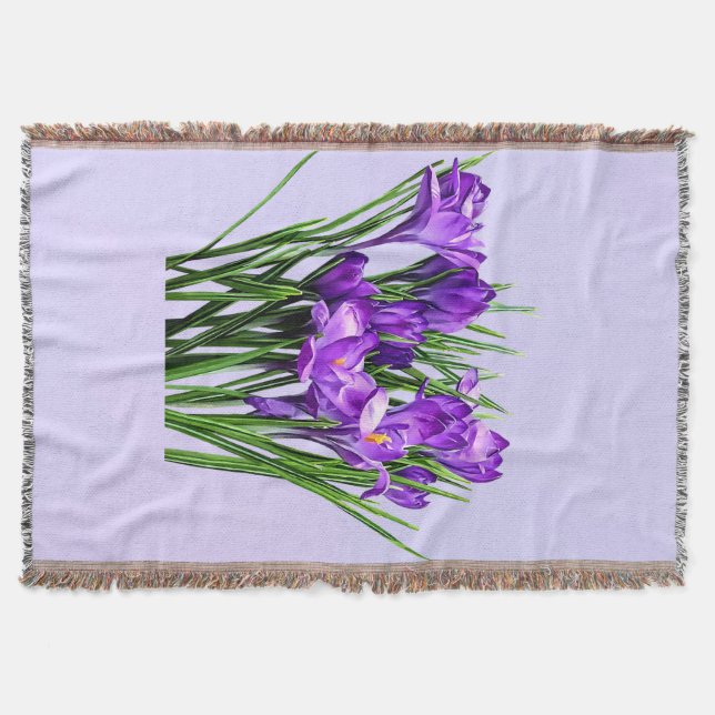 Purple Crocuses Throw Blanket (Front)