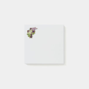 Purple Cross And Flowers Post-it Notes