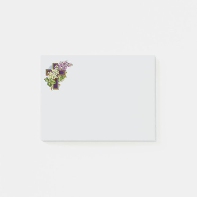 Purple Cross And Flowers Post-it Notes (Front)