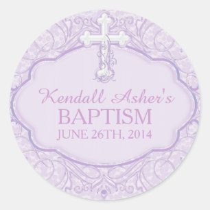 Purple Cross Baptism Christening Sticker