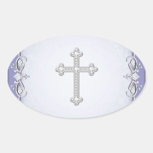 Purple Cross Damask Flower Envelope Seals Stickers