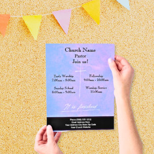 Purple Cross It Is Finished Easter Join Us Service Flyer