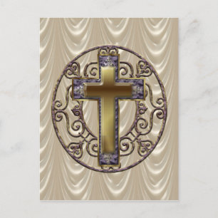 Purple Cross Round Postcard