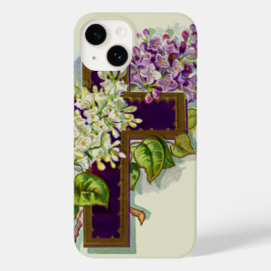 Purple Cross With Flowers Case-Mate iPhone 14 Case