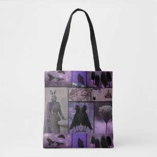 Purple Crow Menagerie Tote Bag