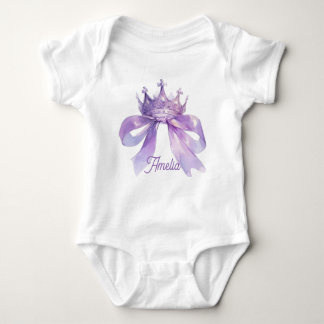 Purple crown and bow Customisable baby name Baby Bodysuit