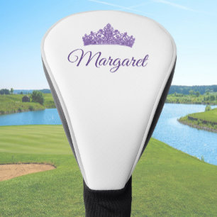 Purple Crown and Custom Name Pretty Golf Head Cover