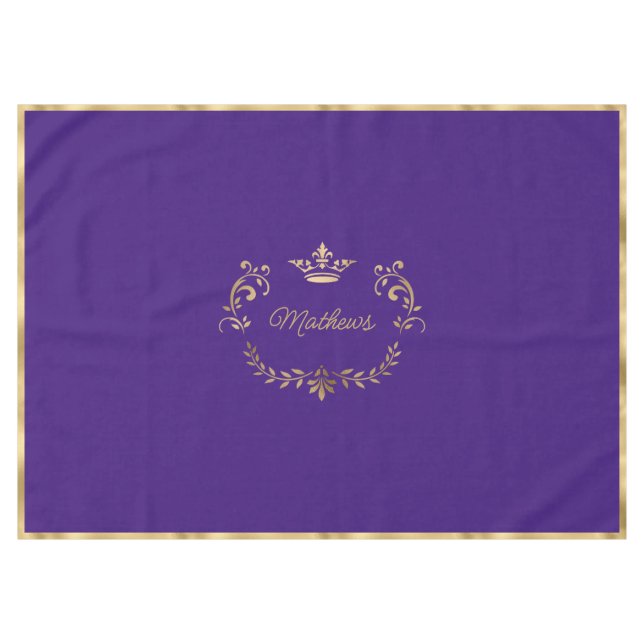 Purple Crown Crest Personalised  Tablecloth (Front (Horizontal))