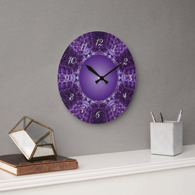 Purple Crown Jewel Large Clock (Office)