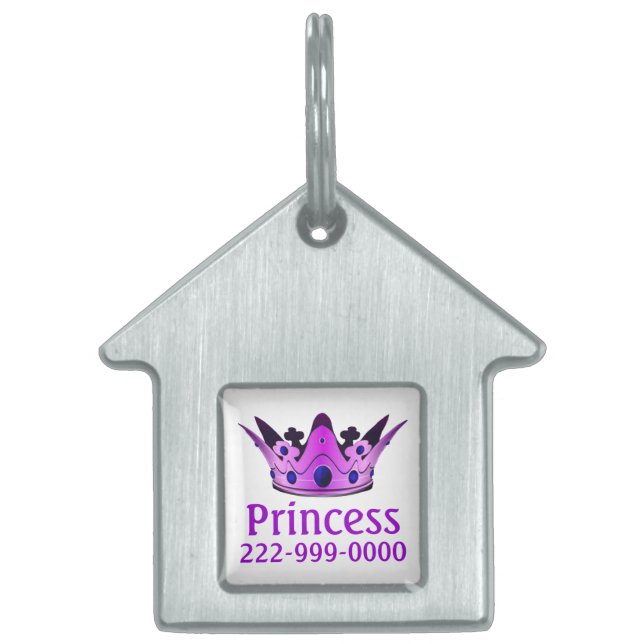Purple Crown Pet Name Tag (Front)