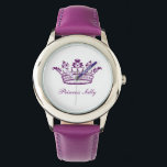 Purple Crown Watch<br><div class="desc">This adorable purple crown is a fan favourite! All of our crown designs can be custom designed for your wedding colours because we offer crowns in pink, gold, yellow, black, purple, and white, so you can place them on any background colour successfully! Add your own text and make this amazing...</div>