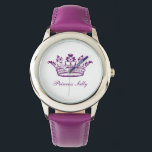 Purple Crown Watch<br><div class="desc">This adorable purple crown is a fan favourite! All of our crown designs can be custom designed for your wedding colours because we offer crowns in pink, gold, yellow, black, purple, and white, so you can place them on any background colour successfully! Add your own text and make this amazing...</div>