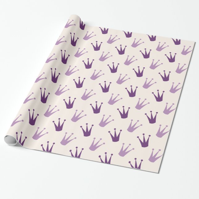 Purple Crowns Wrapping Paper (Unrolled)