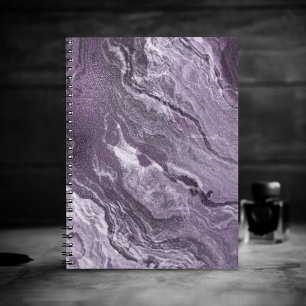 Purple Crystal Agate   Dark Moody Marbled Stone Notebook