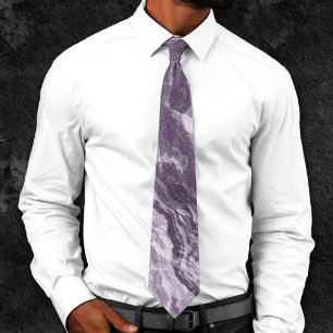Purple Crystal Agate Dark Moody Marbled Stone Tie
