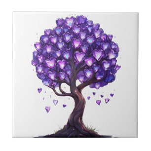 Purple Crystal Heart Tree Tile