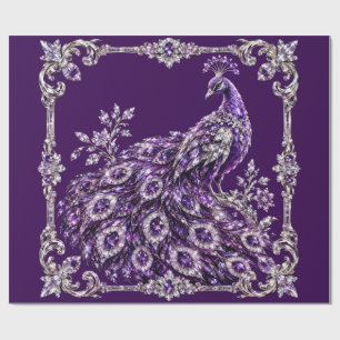 Purple Crystal Peacock Luxury collection Wrapping Paper
