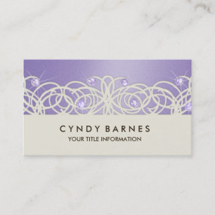 Purple Crystals and Lace Business Card