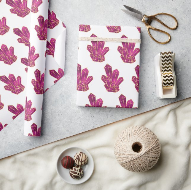 Purple Crystals Pattern Wrapping Paper (Crafts)
