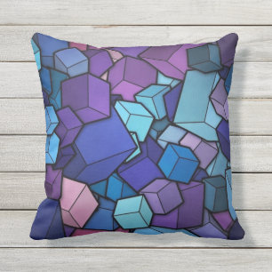 Purple Cubes Outdoor Cushion