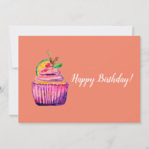 Purple Cupcake Deluxe Birthday Card