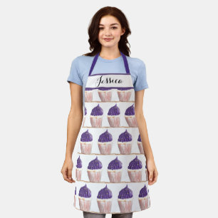 Purple Cupcake Food Dessert Cakes Baker Cute Adult Apron