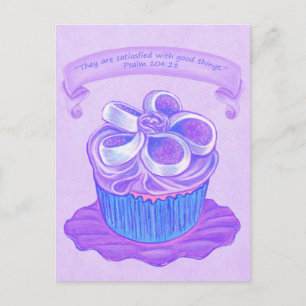 Purple Cupcake on Plate 4 ~ Scripture Postcard