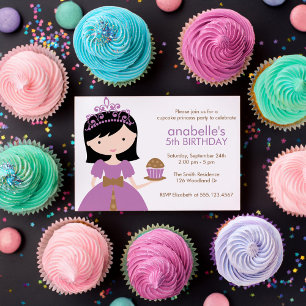 Purple Cupcake Princess Birthday Party Invitation