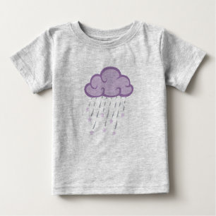 Purple Curls Rain Cloud With Falling Stars Baby T-Shirt