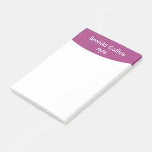 Purple curve and white print post-it notes