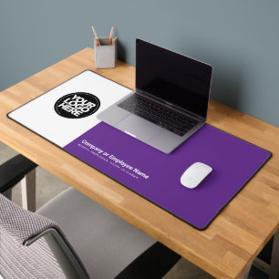 Purple   Custom Business Logo Name, Slogan Desk Mat