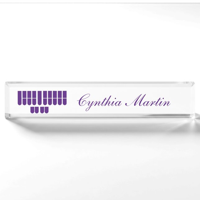 Purple custom court reporter name plate (Front)