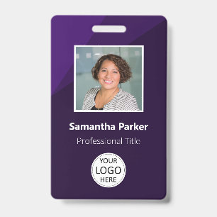 Purple Custom Employee - Photo ID, Logo, Bar Code ID Badge