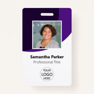 Purple Custom Employee Photo, Logo, Barcode, Name ID Badge