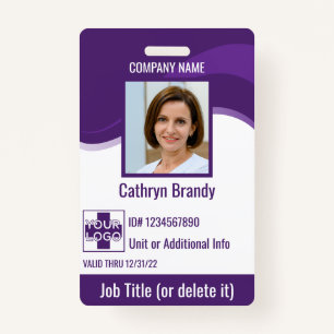 Purple custom Employee Security Id, logo, Bar Code ID Badge
