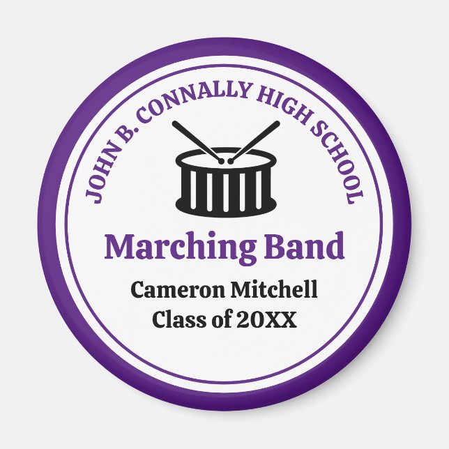 Purple Custom High School Marching Band Keepsake Magnet (Front)