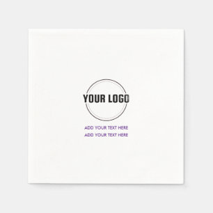 Purple   Custom Logo and Text Minimalist Square  Napkin