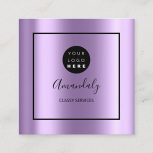 Purple  Custom Logo Framed Makeup Artist Square Business Card