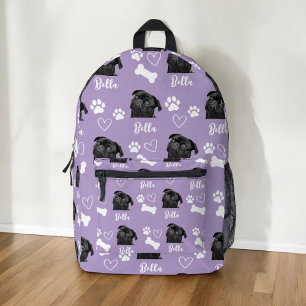 Purple Custom Love Paw Print Dog Lover Pet Photo Printed Backpack