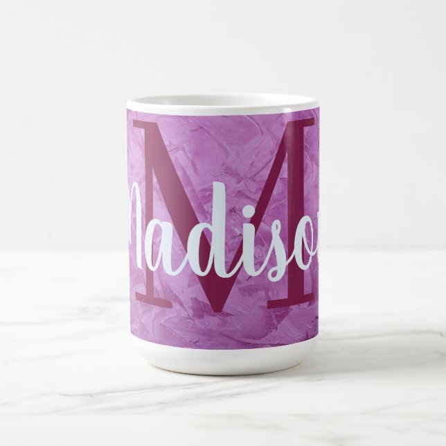Purple Custom Marble Monogram Personalised Coffee Mug (Center)